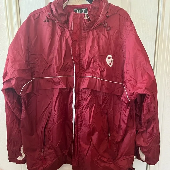 Vintage OU Sooners BT Player Navy Red Windbreaker/ Rain Front Zip Jacket MED - Picture 1 of 7